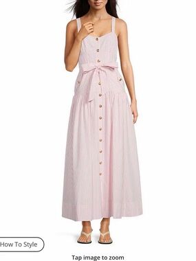 Striped Pink Button-Front Maxi Dress with Tie Waist